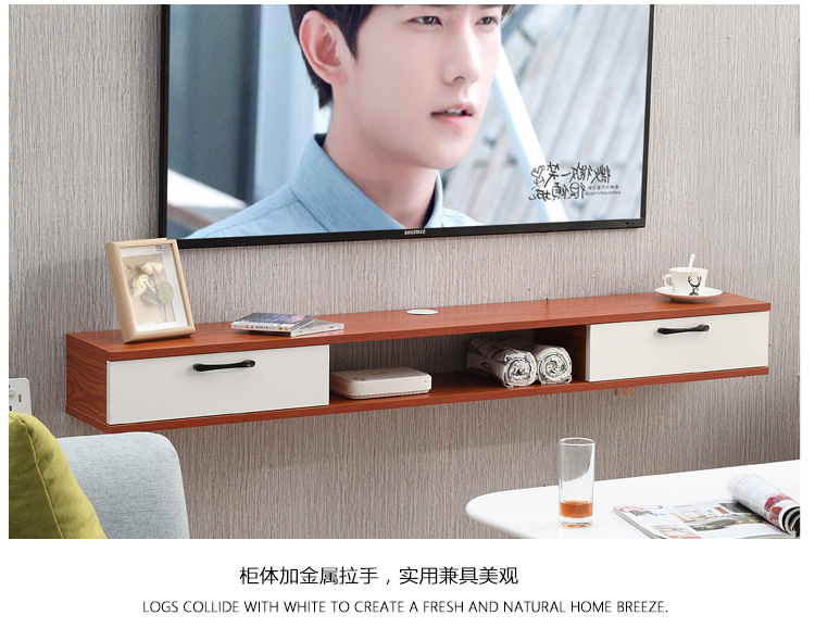 Hẹp gỗ tủ TV treo tường treo trên tường của căn hộ nhỏ phòng ngủ nhỏ gọn nhỏ set-top khung hộp hiện đại Bắc Âu - Buồng tủ gỗ 3 buồng