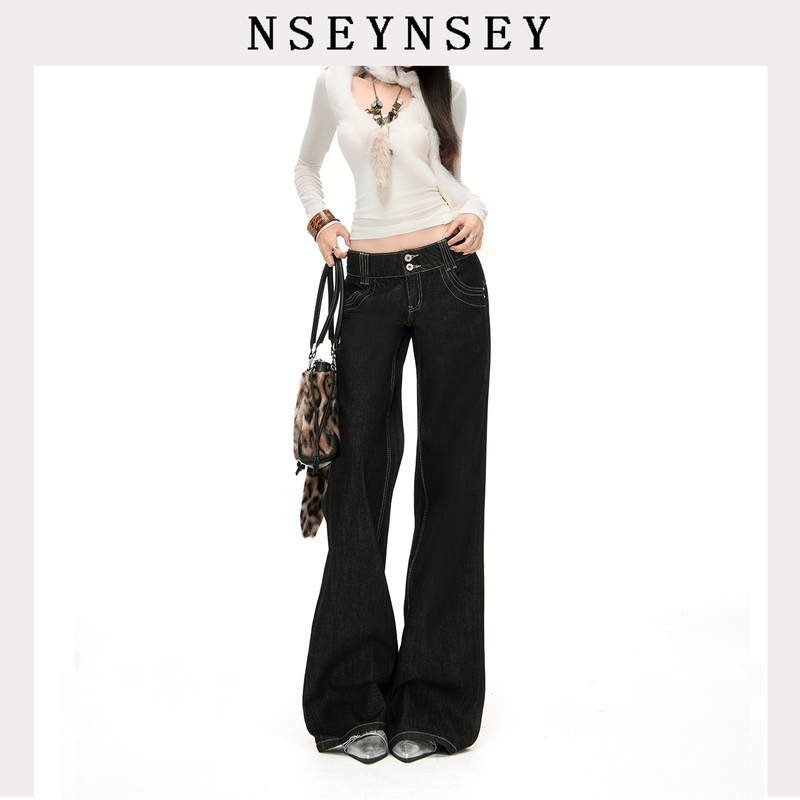 Nsey Retro Raw Denim Low-Waist Flared Jeans for Women 2026 Autumn and Winter New Style Non-Tight Slim Fit Straight-Leg Pants Nsey Retro Raw Denim Low-Waist Flared Jeans for Women 2026 Autumn and Winter New Style Non-Tight Slim Fit Straight-Leg Pants