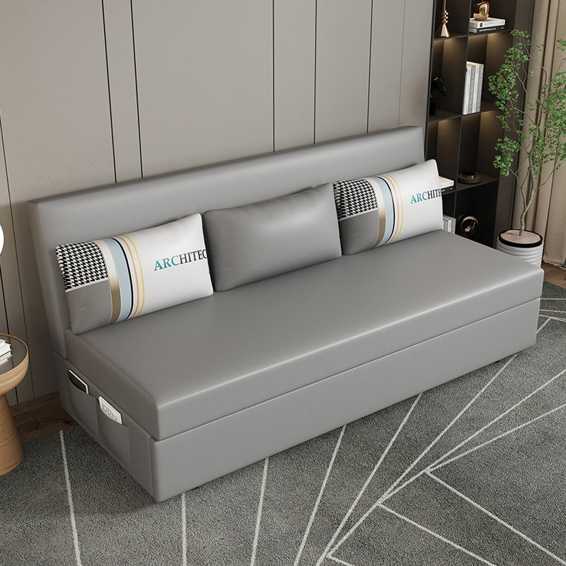 Folding sofa-bed technology cloth Multi-functional living room sit-in-one double provincial space Small family type No armrests-Taobao