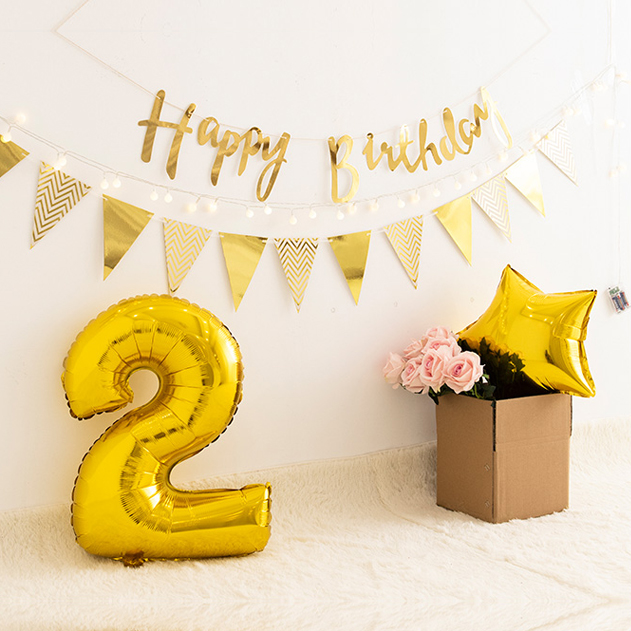 Birthday flag pulling party decoration happy birthday banner adult children baby one year old hot stamping flag pulling flower