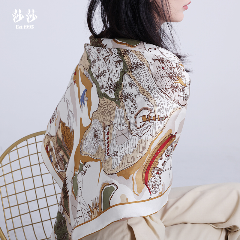 Salsa scarf shawl autumn and winter women's mulberry silk twill silk scarf travel around the world square scarf spring and autumn gift