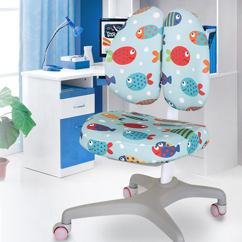 Student desk and chair cover thick stretch cartoon split double back double leaning children learning home chair cover customization