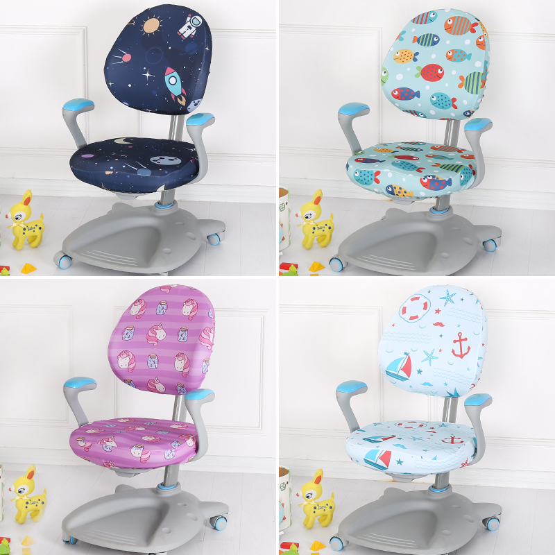 Children's learning swivel chair cover thickened two-piece student class writing desk lifting computer chair cover fabric custom-made