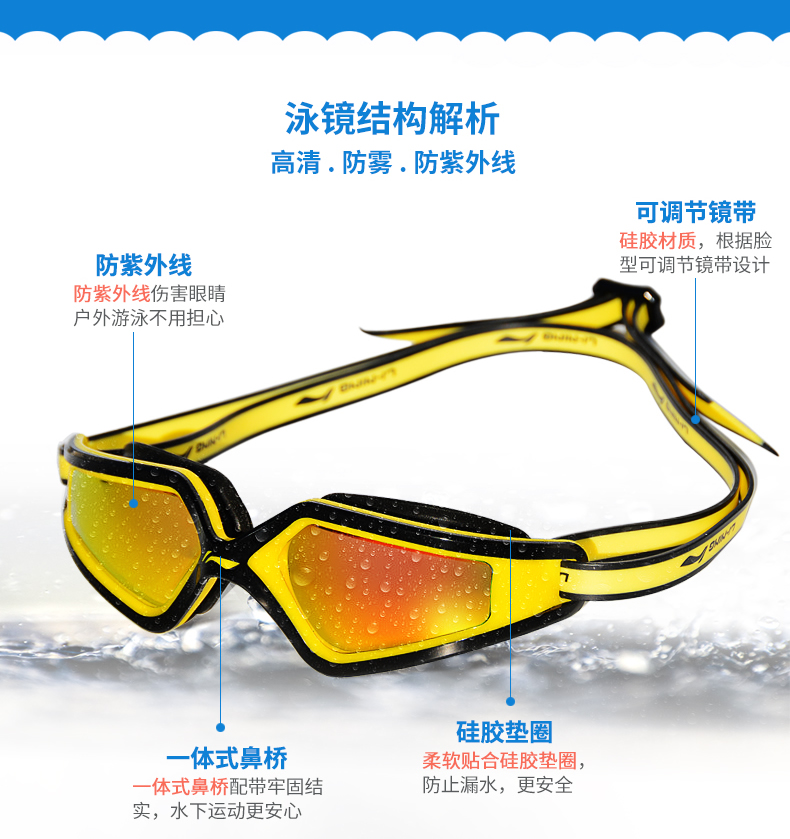 Kính bơi trẻ em Li Ning HD kính chống nước chống sương mù cho bé trai kính bơi khung lớn cho trẻ em kính bảo hộ chuyên nghiệp - Goggles mắt kính bơi trẻ em
