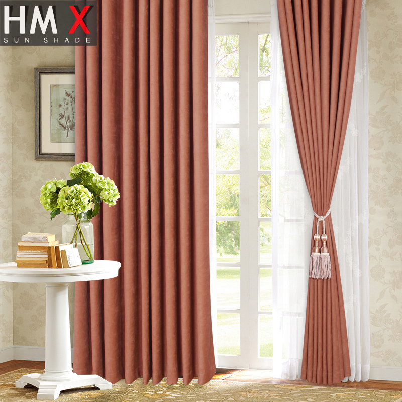 Customized modern simple pure color full-shaded cloth curtain finished curtain yarn floating window bedroom living room
