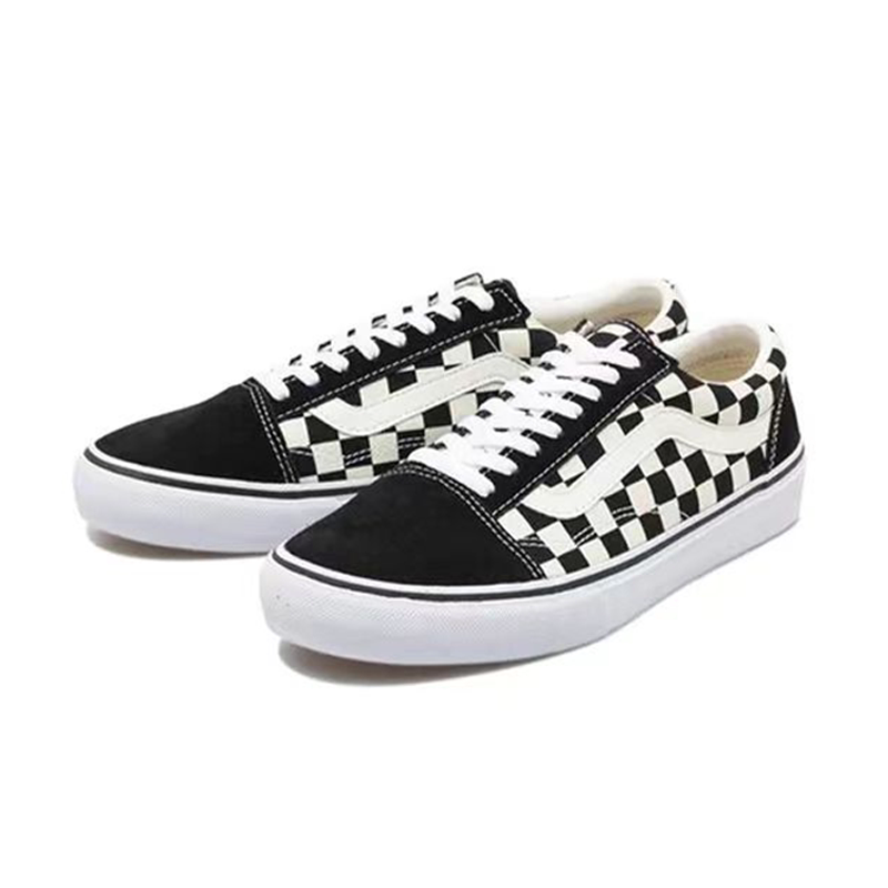 Vans Low-Top Checkerboard Classic Black and White Checkered Old Skool Dx Men's and Women's Casual Canvas Shoes Skateboard Shoes
