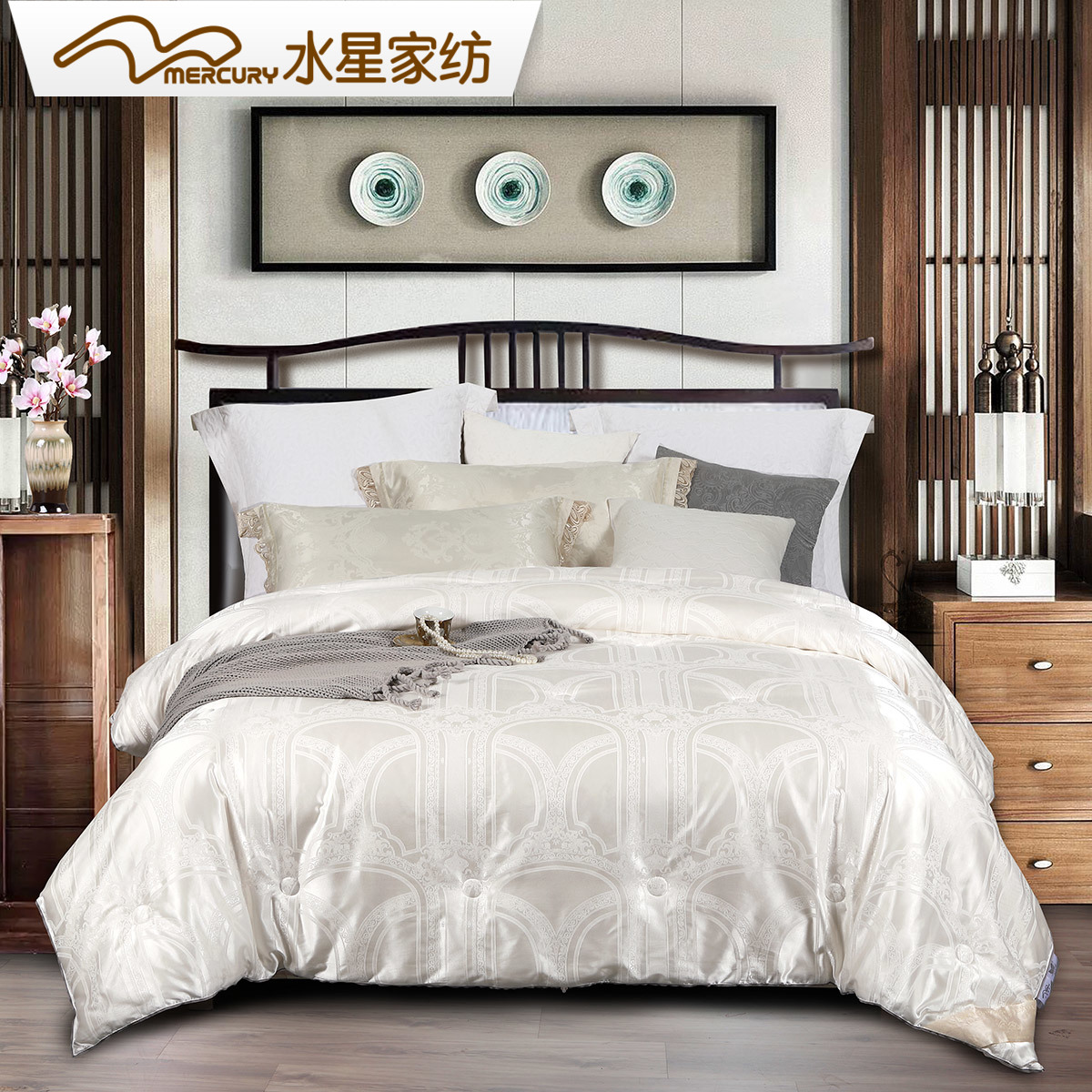 Mercury home textile warm single-person bed double by the core of the national color fragrance silk thickened winter by 2 generations