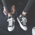 Hai đôi giày cotton nữ 2018 mới mùa đông hoang dã cộng với giày vải nhung cao cấp Hàn Quốc bf gió giày nữ học sinh trung học giày thể thao nữ đẹp Plimsolls
