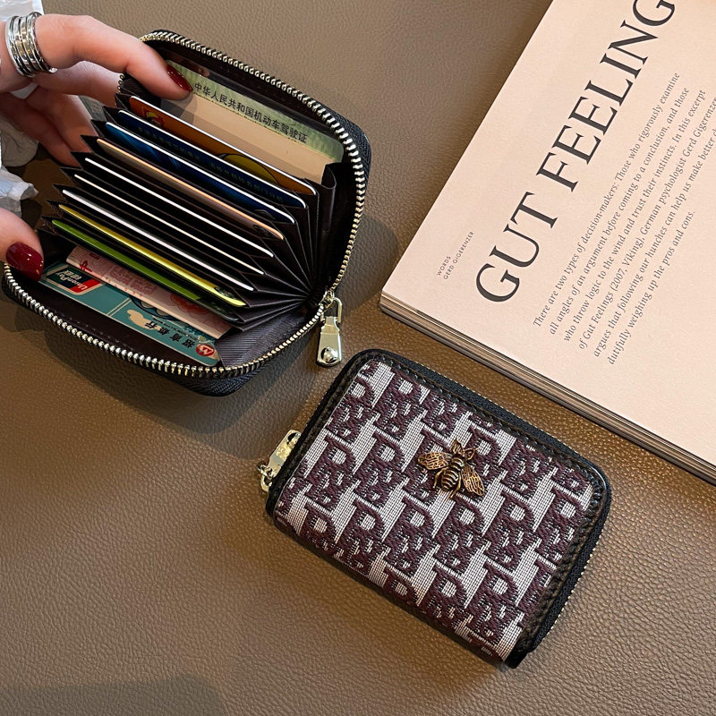 OneSeven Yiqi personalized design organ card bag women's small multi-card high-end canvas letter driving bag