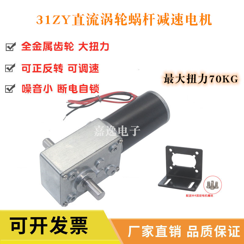 5840 - 3zy DC worm gear gearbox motor 12v24v large torque dual axis self lock brake motor