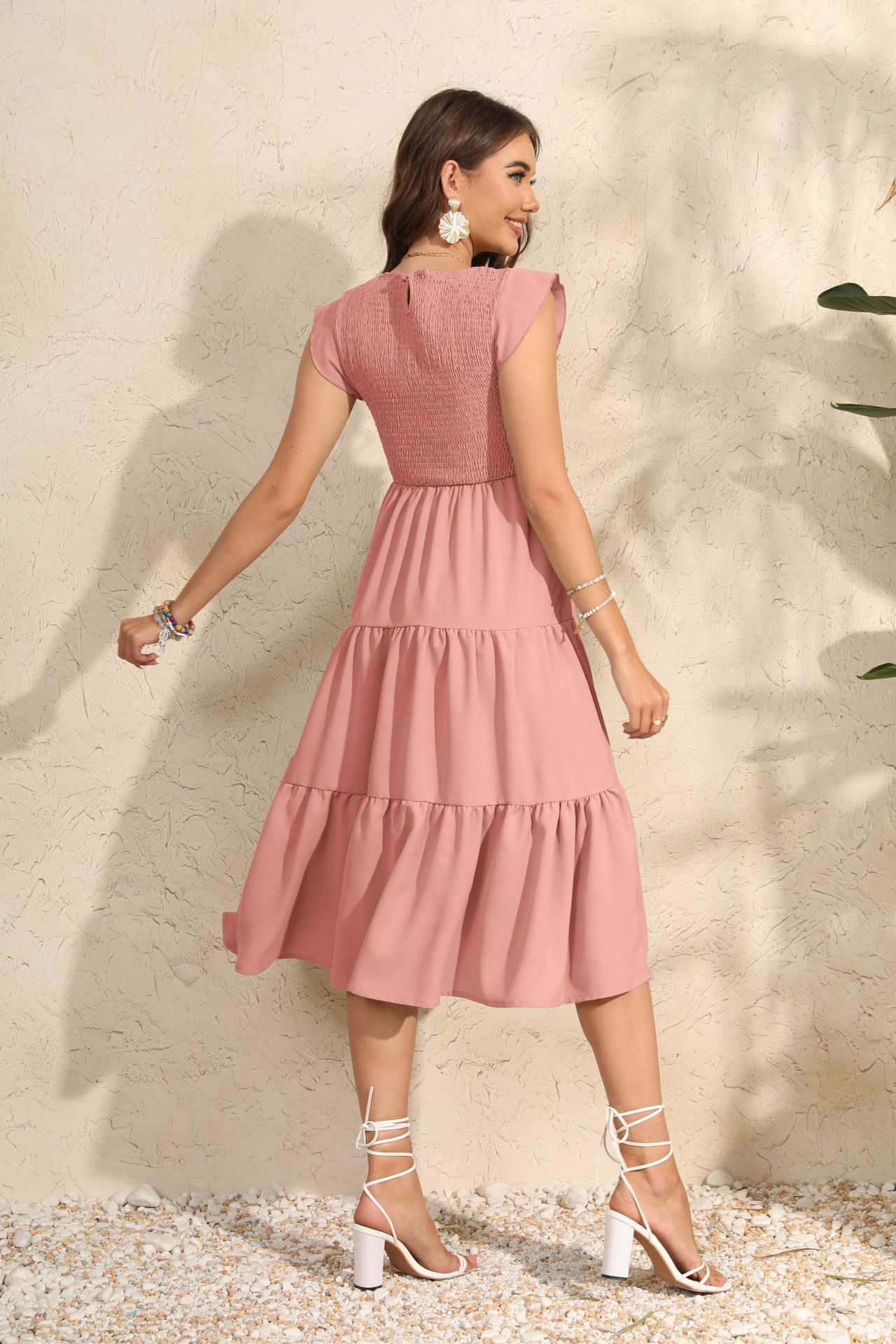 Summer Maternity Pleated Dress Sweet Flying Sleeve O-neck Pregnant Women's Chiffon Dress Plus Size Dresses Maternity Dress 22 O1CN01kPFKOE23rZvrE7ws7 !!2747147309
