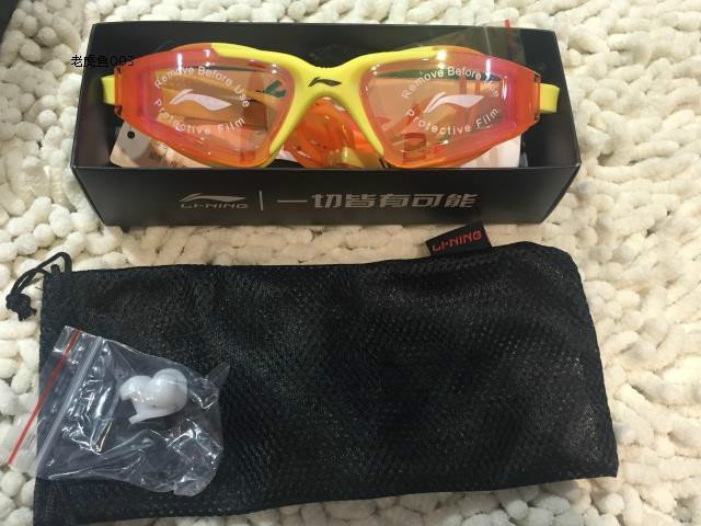 Kính bơi trẻ em Li Ning Kính râm chống sương mù cho trẻ em Kính râm hộp lớn Li Ning Kính bảo hộ Li Ning LSJK306 kính bơi adidas