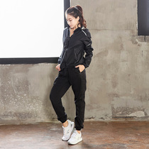 Large size sweat suit suit womens 200 pounds of sports weight loss clothing autumn and winter running fitness yoga suit two-piece suit