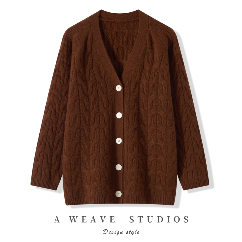 2025 Autumn and Winter New Warm Coat for Women 100% Pure Cashmere Thickeneded Mid-Length V-Neck Cardigan Knitwear 2025 Autumn and Winter New Warm Coat for Women 100% Pure Cashmere Thickeneded Mid-Length V-Neck Cardigan Knitwear