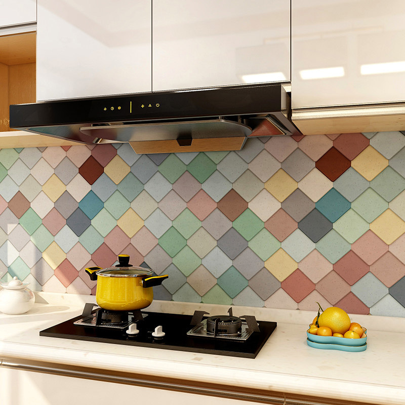 Kitchen Wall Stickers High Temperature Resistant Waterproof Anti-Oil Self-Adhesive Wallpaper Makeup Room Bathroom Tiles Renovated Decorative Wall Sticker