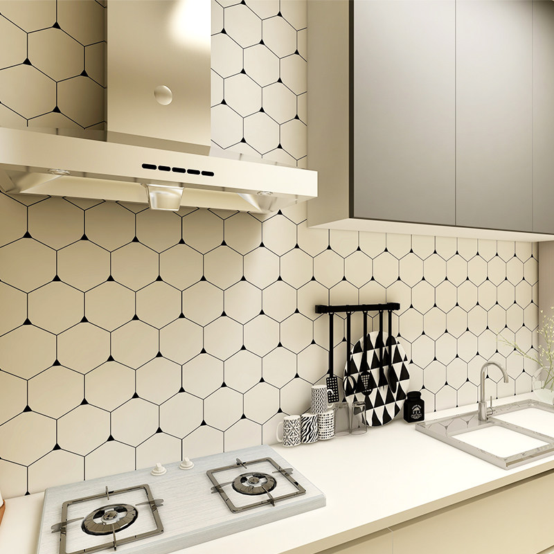 Makeup Room Nordic Style Tile Wall Trim Stickers Waterproof Self-Glued Bathroom Wallpaper Kitchen Anti-Oil Wall Sticker
