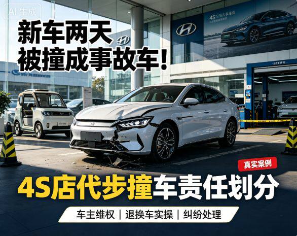 新车两天被撞成事故车!4S店代步撞车麦任划分与车主维权退换车实操