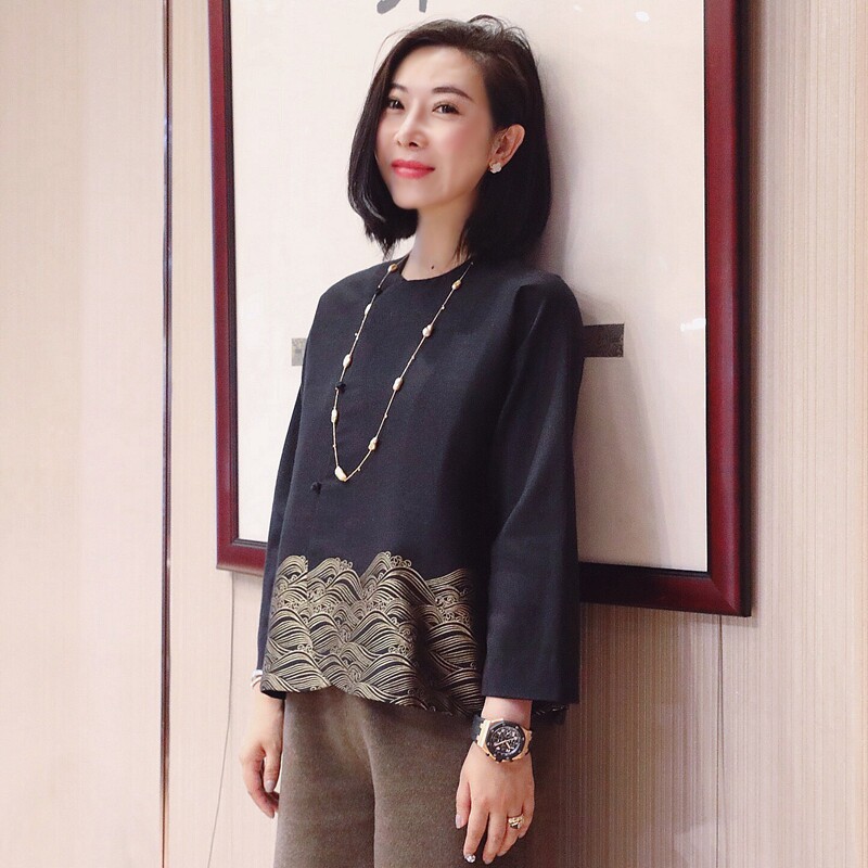 大气剪裁  高端丝羊毛  立体祥云金色提花 新中式上衣  S09040特