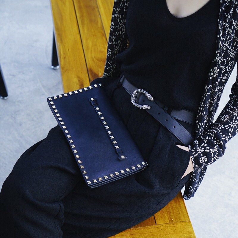 Penny自制  施华洛水钻蛇头牛皮腰带  S09045特