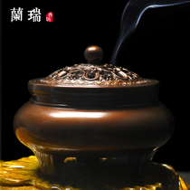 Incense burner pure copper home tea ceremony indoor sandalwood purified air agilawood inserted for Buddha ornaments large incense plate tranquilizing the nerves