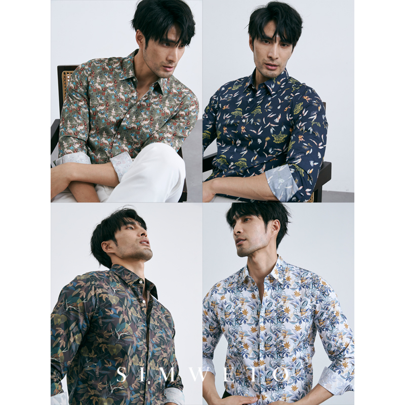 Spring Yuppie Gentleman Beach Vacation Style Floral Shirt with a Sense of Design, Casual Tencel Shirt with a Sense of Sophistication for Business