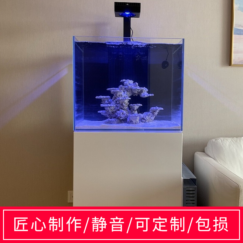 Imitation Red Sea sea water fish tank coral 60CM bottom filter ultra white glass bottom cabinet Living room Aquarium Screen Custom Muted