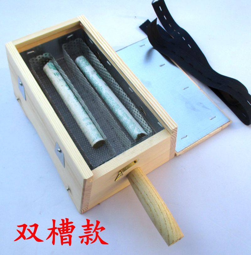 Household solid wood moxibustion box plus heightened double-slot moxibustion appliance moxa velvet moxa stick box moxibustion stomach back moxibustion box