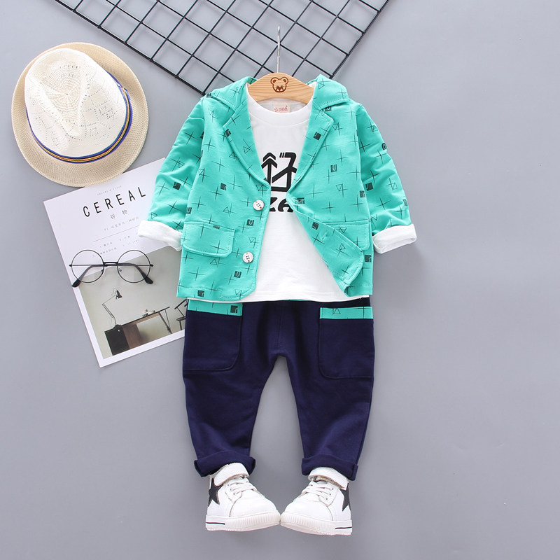 Children's suit three - piece boy baby and child suit Spring and Autumn new children's clothes cotton 1 - 5 years old