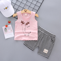 Small boy children vest suit 0 summer new thin breathable pure cotton clothes baby girl baby 1-4 years old
