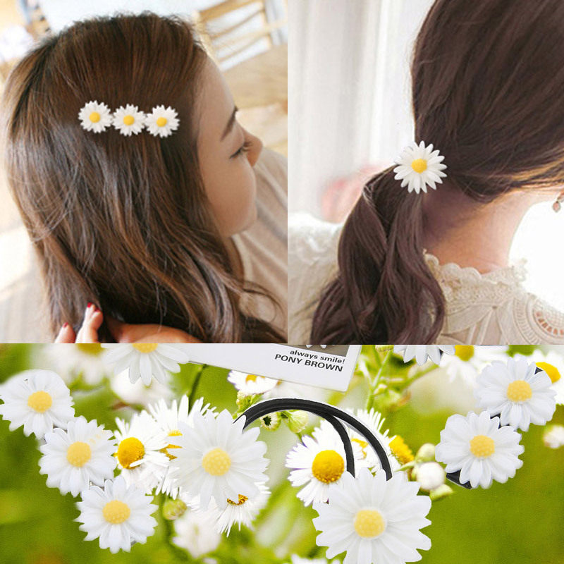 Han Edition Ornament Fresh Daisy Head Decoration Hair Clip And Sea Clip Edge Clip Hairpin Haircut Hair Ring Hair Ring Hair Ring Hair