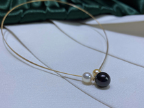 The happy akoya Golden Pearl freshwater pearl Tahiti black pearl necklace with flawless and strong light
