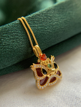 18k Golden Palace waking Lion pendant necklace kgold inlaid natural diamond recruitment Nafu trend retro