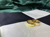 18k gold laser ear nail of the string of the Italian import process of gold earring hook shines jungdi