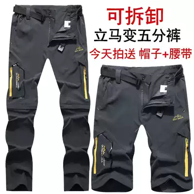Outdoor quick-drying pants men's detachable summer thin two-piece elastic large size assault mountaineering quick-drying pants