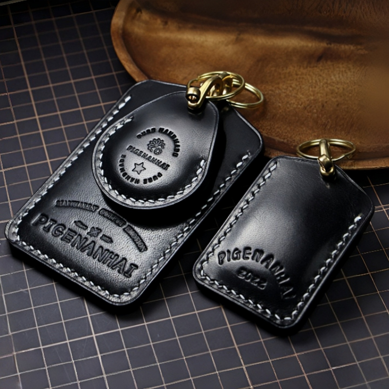 Handmade Leather Storage Card Holder Original DIY Genuine Leather Bus Pass Card Protector Keychain Lanyard Mini Ic Handmade Leather Storage Card Holder Original DIY Genuine Leather Bus Pass Card Protector Keychain Lanyard Mini Ic