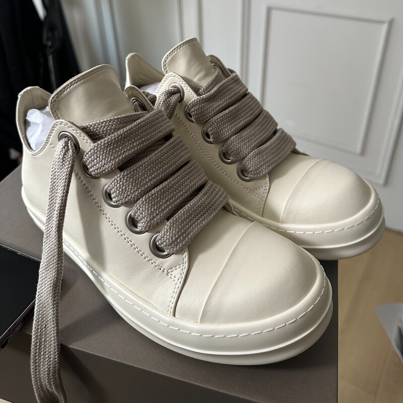First Release in the Usa | Ro Shoes with Thick Laces, Leather Upper, Low-Top, Milky White Sole, Unisex Ro Shoes | 17Hal First Release in the Usa | Ro Shoes with Thick Laces, Leather Upper, Low-Top, Milky White Sole, Unisex Ro Shoes | 17Hal