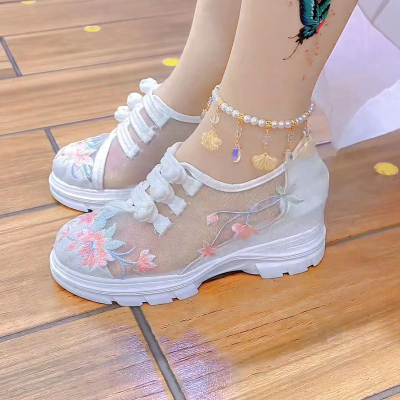 2023 New Summer Mesh Women's Shoes, Hanfu Embroidered Shoes with Hidden Height Increase, Casual Ethnic Style Cheongsam Shoes, Women's Sandals 2023 New Summer Mesh Women's Shoes, Hanfu Embroidered Shoes with Hidden Height Increase, Casual Ethnic Style Cheongsam Shoes, Women's Sandals
