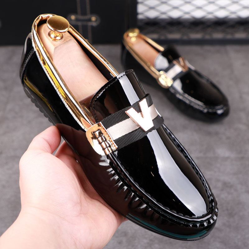 Bean Bean Shoes Men's European Station 2022 New Korean Version Men's Shoes Trends Lacquer Leather Sloppy Shoes Shoes for men's casual shoes