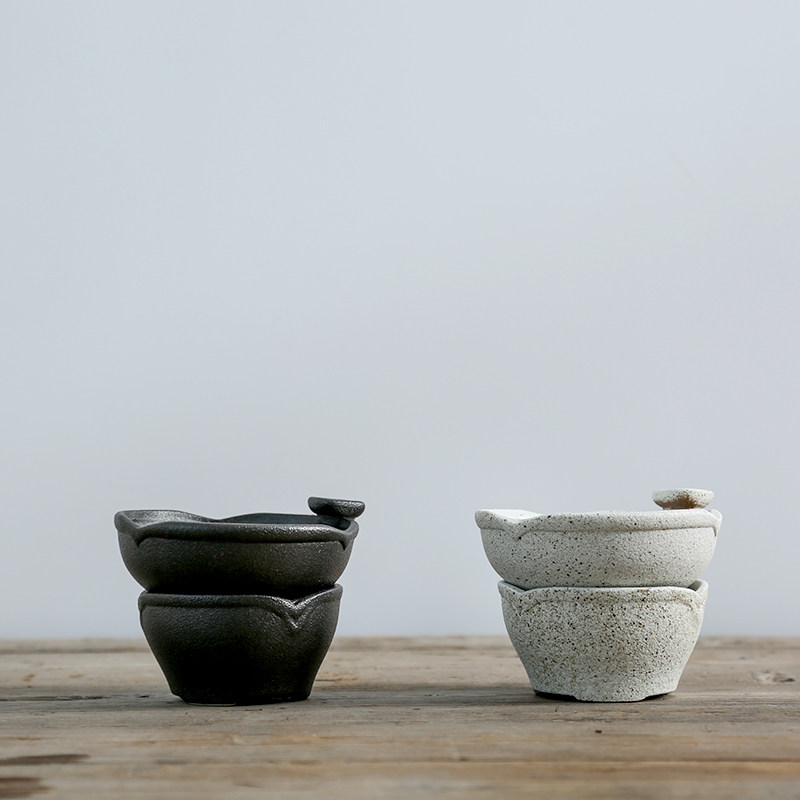 Nine Artisan ceramic Tea leakage set Day style black Tao Kung fu tea with zero fit filter Ceramic tea Depository