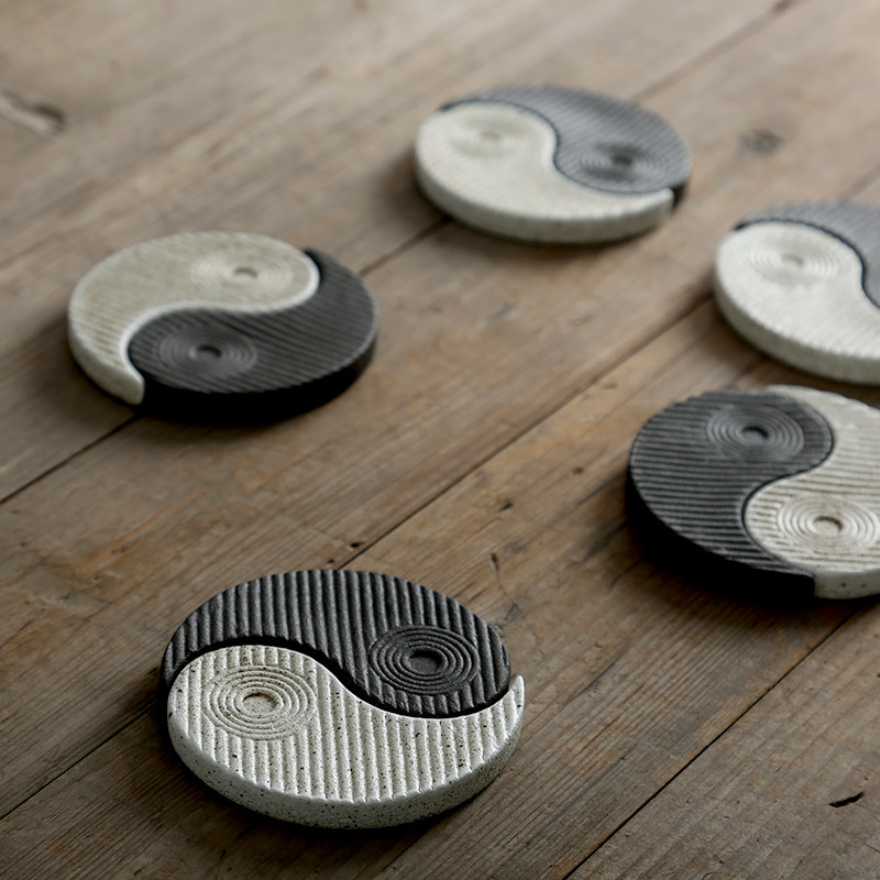 Nine Artisan Individuality Creative Ceramic Tea Cup Cushion Day Style Black Pottery Thermal Insulation Cup Mat Kongfu Tea With Spare Parts