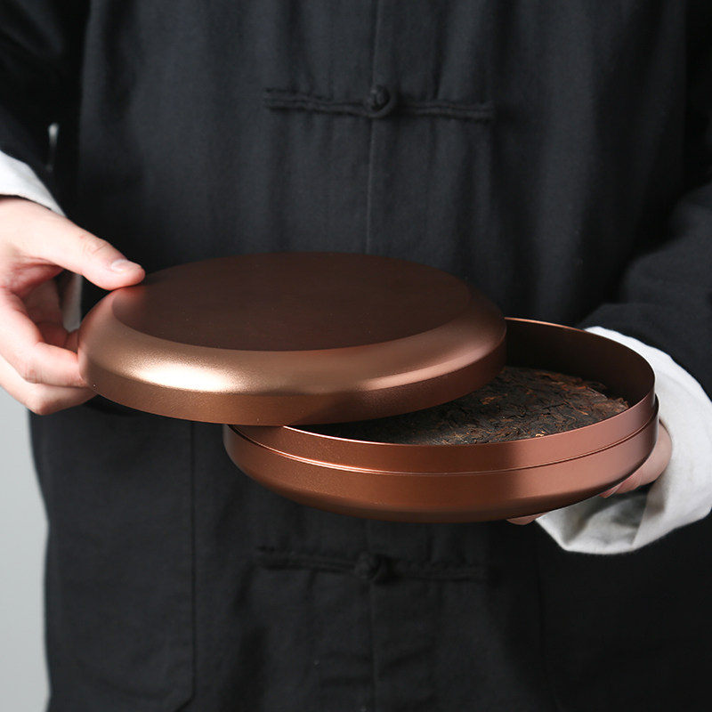 Titanium aluminum alloy large coffee cans 357 grams of seven - son tea cans metal tea tank large high - grade Pu - yu tea box