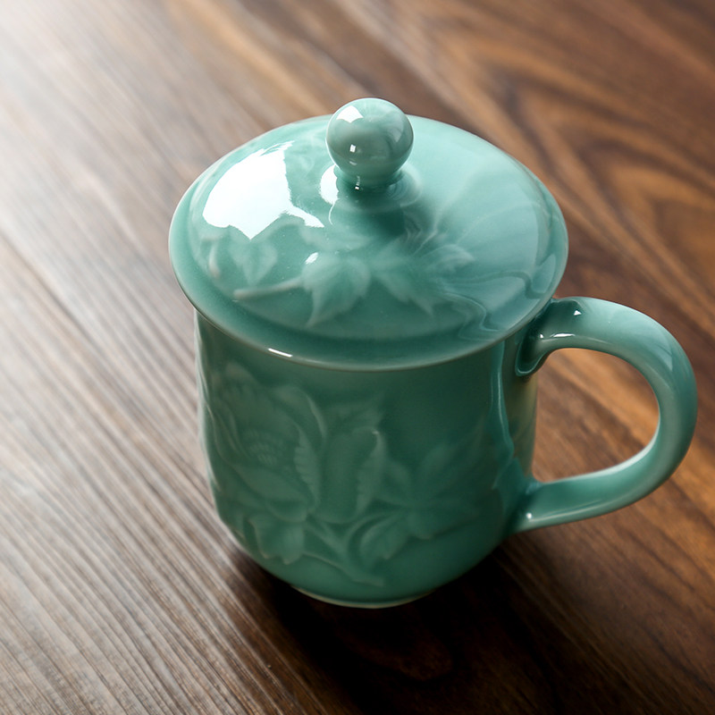 High-end Ceramic Cup Ceramic Cup Office Cup Chinese Peony Cup Retro Cup Large Capacity Office Cup