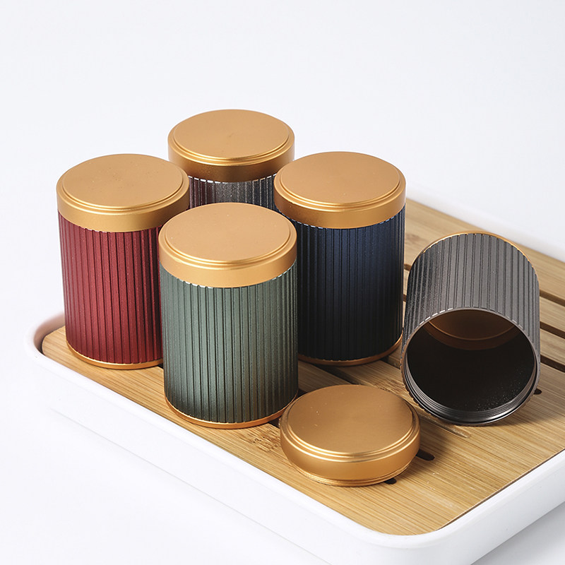 Travel Portable Stainless Steel Hermetic Tank Titanium Aluminum Alloy Small Number Carry-on Creative Tea Packaging Box Tea Leaf Jars