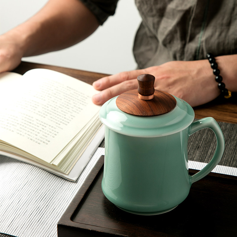 Boutique Ceramic Cup Large Capacity Ceramic Cup with Cover Office Building Tea Cup High-end With Man Gift