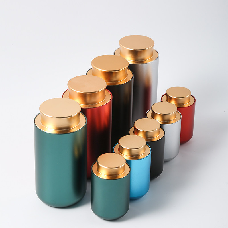 Chinese sealed tea leaf jars upscale creative new custom styling moisture-proof aluminum alloy portable and portable storage tea jar