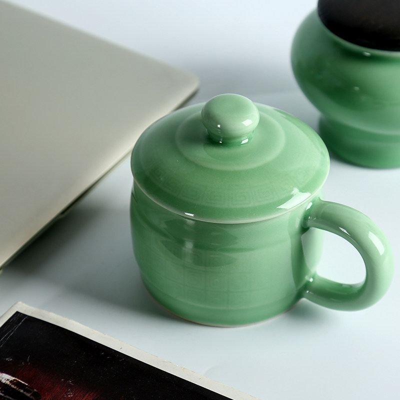 High - end Ceramic Mark Cup Retro Ceramic with Cover Old Cup Chinese - style Classical Chinese - style cup