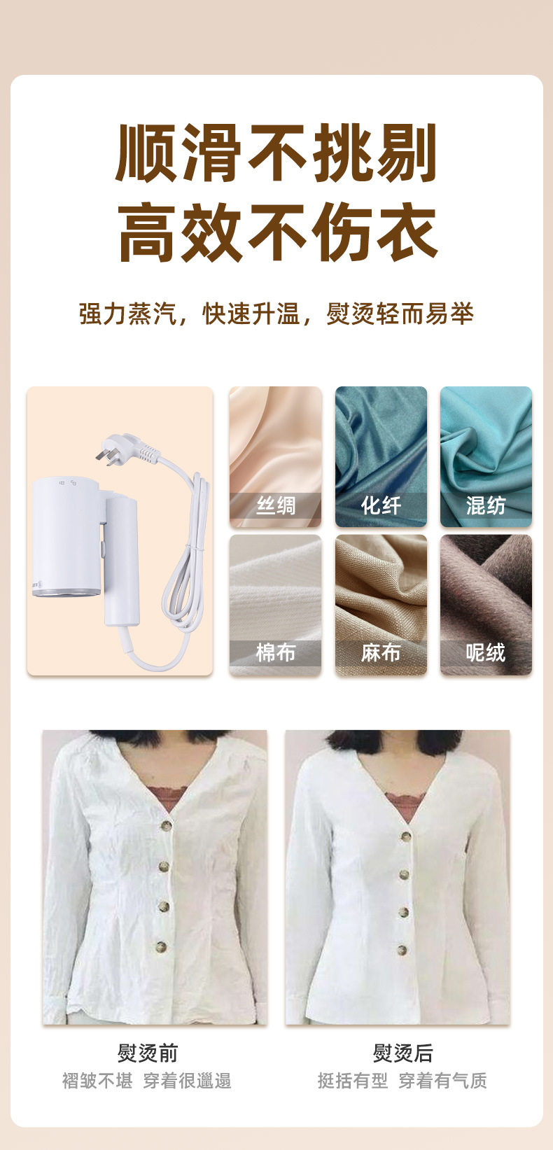 手持挂烫机小型电熨斗蒸汽烫斗家用烫衣机旅行折叠熨烫机机械式详情5