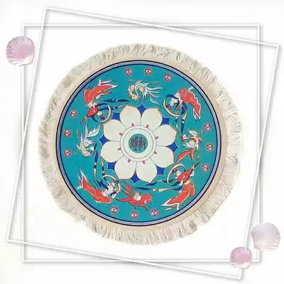 Dunhuang characteristic mouse pad Mogao Grottoes mural element blue plastic pad travel commemorative retro velvet blanket coaster