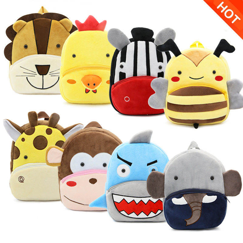 Zoo Series Cute Children's School Bag Minus double shoulder bag plush Shoulder Bag Nursery School Early Education Park Bag