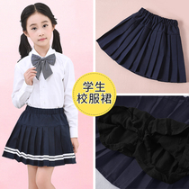 Girls pleated skirt half-body skirt Spring and Autumn Korean students Black short skirt Middle School uniform performance costume princess skirt